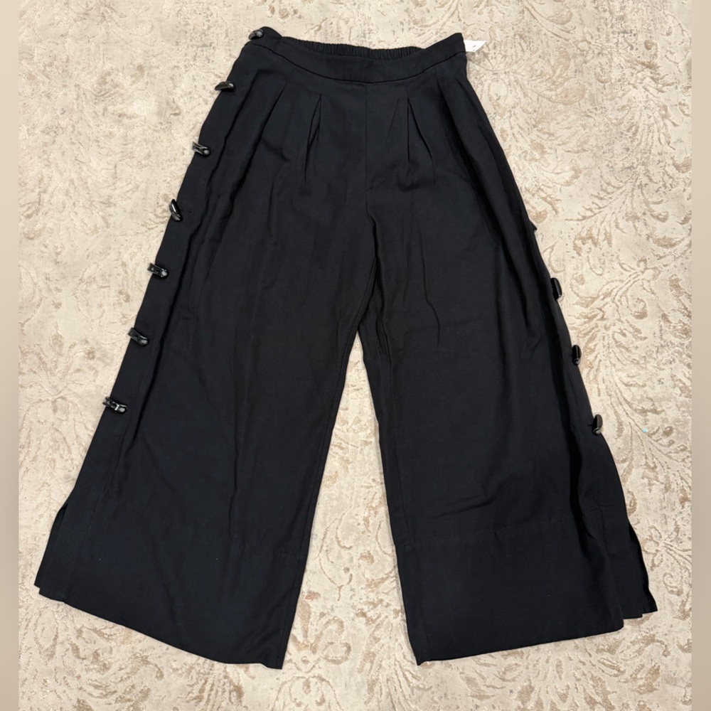 Farm Rio Black Wide Leg Trouser Pants Size Large Pleated Tailored - Picture 8 of 16